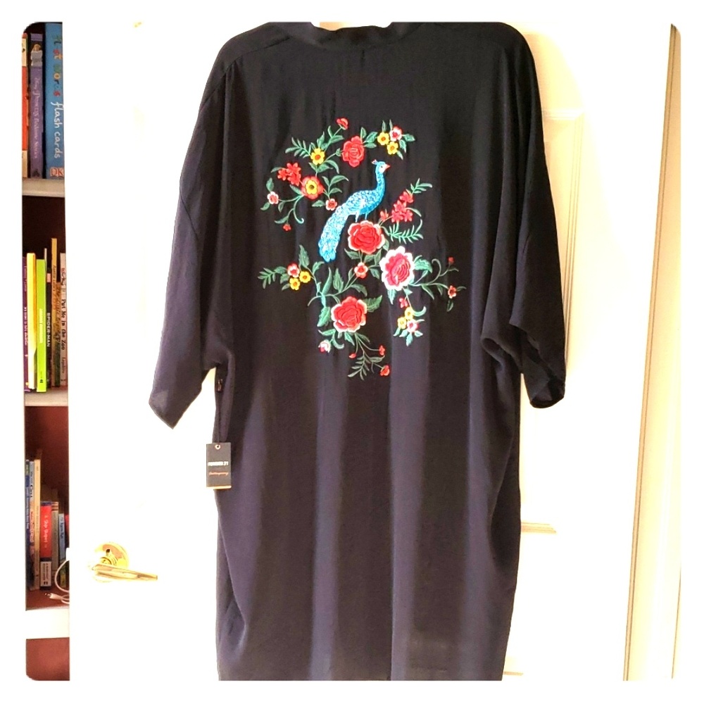 Black Kimono with Peacock